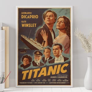 Póster de Titanic - James Cameron - Póster de película minimalista - Impresión de arte retro vintage - Póster personalizado - Impresión de arte de pared - Decoración del hogar - Regalo