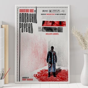 Póster de American Psycho, Mary Harron, impresión de arte retro vintage, impresión de arte de pared, póster de película minimalista, póster personalizado, decoración del hogar