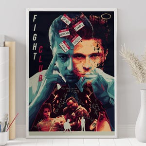 Poster Fight Club - Chuck Palahniuk - Poster personnalisé - Poster de film minimaliste - Poster de film vintage - Impression d'art mural - Décoration d'intérieur - Cadeau