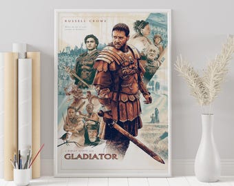 グラディエーター映画ポスター：リドリー・スコット監督作品、ミニマリストなウォールアート