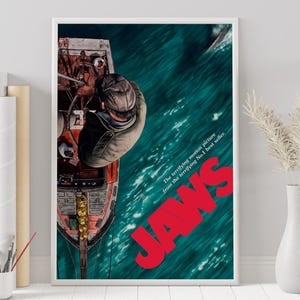 Jaws Poster - Steven Spielberg - Minimalist Movie Poster - Vintage Retro Art Print - Custom Poster - Wall Art Print - Home Decor - Gift