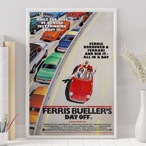 Ferris Bueller&#39;s Day Off Poster - John Hughes - Minimalist Movie Poster - Vintage Retro Art Print - Custom Poster - Wall Art Print - Decor