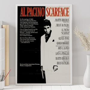 Poster Scarface - Brian De Palma - Poster personalizzato - Stampa artistica retrò vintage - Poster minimalista del film - Stampa artistica da parete - Decorazione per la casa - Regalo