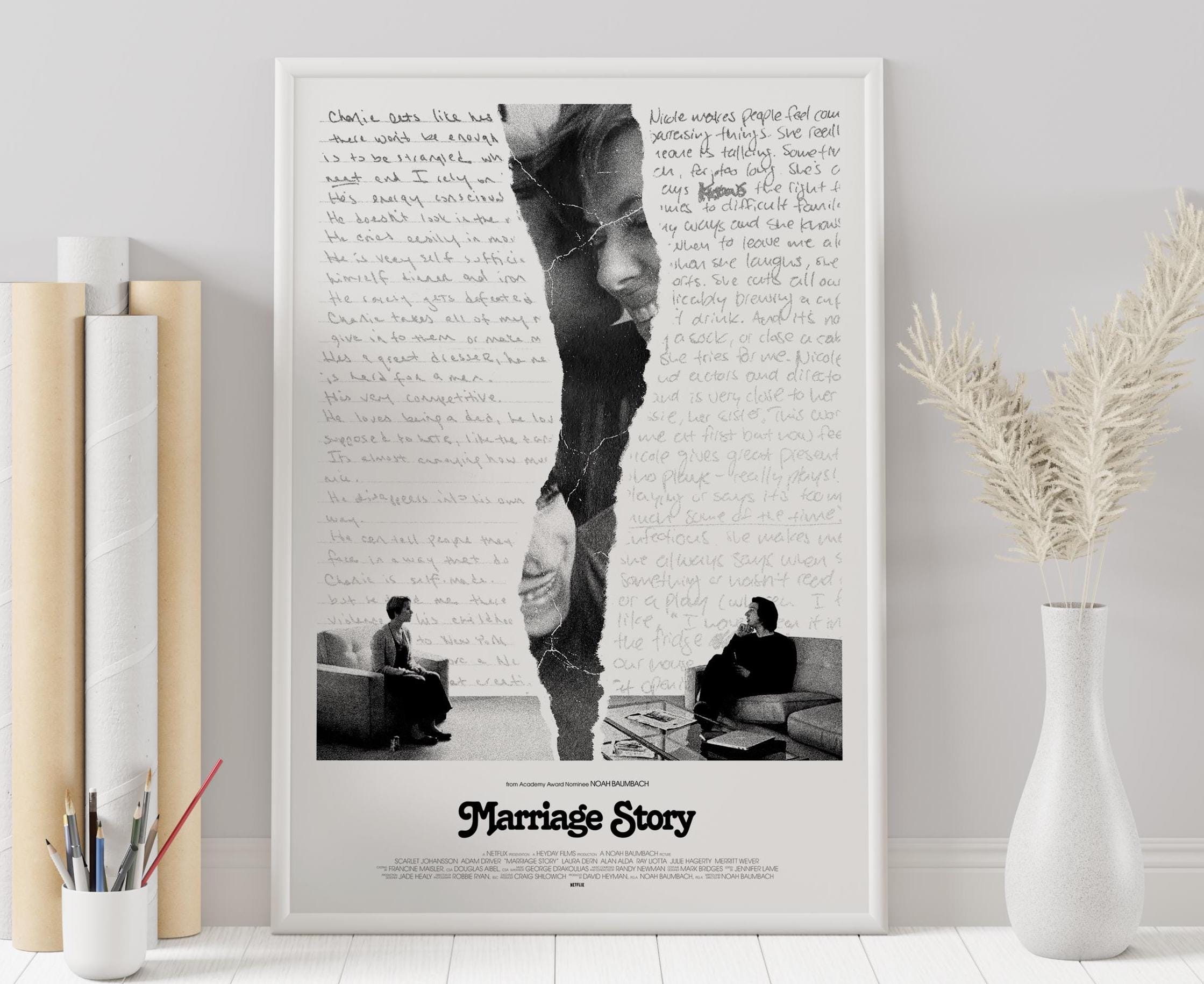 Marriage Story Poster - Noah Baumbach - Minimalistisches Filmplakat - Vintage Retro Kunstdruck - Individuelles Poster - Wand Kunst Druck - Wohnkultur