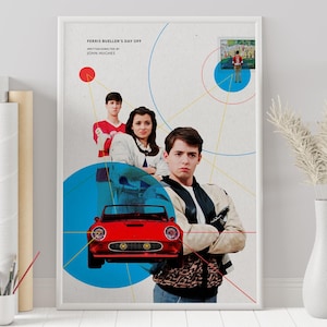 Ferris Bueller&#39;s Day Off Poster - John Hughes - Minimalist Movie Poster - Vintage Retro Art Print - Custom Poster - Wall Art Print - Decor