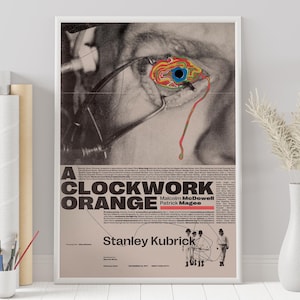 A Clockwork Orange Poster - Stanley Kubrick - Minimalist Movie Poster - Vintage Retro Art Print - Custom Poster - Wall Art - Home Decor