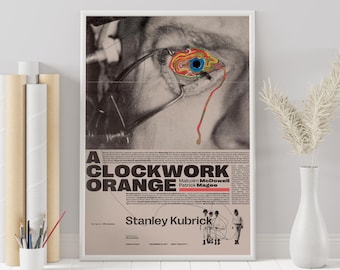 Póster de La Naranja Mecánica: Stanley Kubrick, arte cinematográfico minimalista