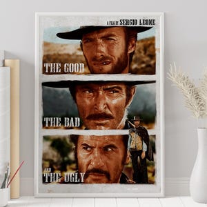 The Good, The Bad and The Ugly Poster - Minimalistisches Filmplakat - Vintage Filmplakat - Wandkunst - Geschenk