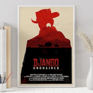 Django Unchained Poster - Quentin Tarantino - Minimalist Movie Poster - Vintage Retro Art Print - Custom Poster - Wall Art Print, Home Decor