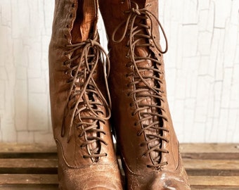 Brown Leather, Victorian Ladies Boots