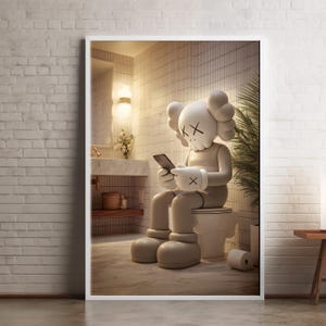 KAWS Bathroom Art Print: Funny Hypebeast Toilet Poster (Digital Download