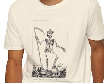 Death, grim reaper, death crowned, old wood cut  Customizable Unisex T-Shirt, Goth Tee, Graphic Tee, Harvest shirt, Alternative Clothing