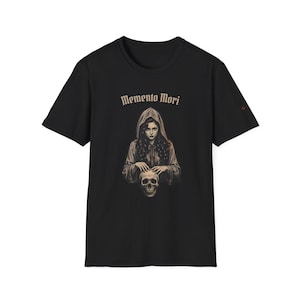 Personalizable Gothic Memento Mori T-Shirt, Unisex Softstyle Tee, Dark Aesthetic Shirt, Vintage Skull Design - Alternative