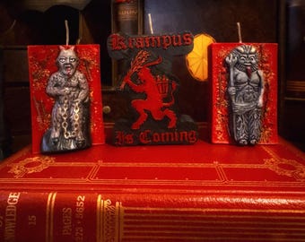Primitive Krampus Candle | Handmade Beeswax Soywax Blend | Authentic Antique Mold | Gothic Yule & Krampusnacht Decor |