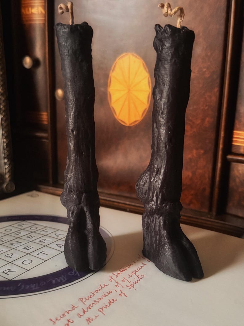 Cloven Goat Hoof Candle Sculpted candle, Wild Hunt, Krampus, Pan, The horned god, Baphoment Black Philip Protection magick image 2