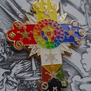 de l'alchimie Ordre de la Golden Dawn Pendentif rose croix rose croix rose croix bijoux occultes lamen rosicrucien collier image 8