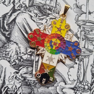 Of Alchemy | Order of the Golden Dawn | Rose Cross PENDANT - Rose Croix - Rosy Cross - Occult Jewelry - Rosicrucian lamen - necklace