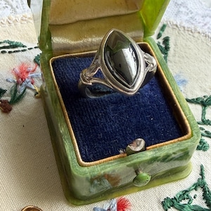Äkta fransk silverhematitcocktailring | 1940–1960-talet | Whimsigoth Statement Piece storlek 53 - US storlek 6.5