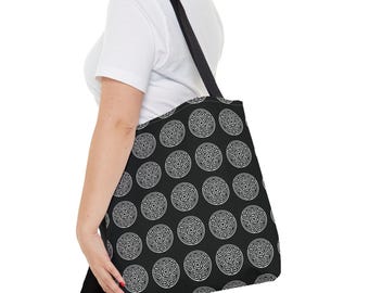 Hekate Wheel Strophalos Tote Bag - Occult Witchcraft Symbol, Pagan Shoulder Purse, Wiccan Reusable Shopping Bag, Magick Carryall, Esoteric