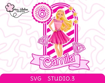 Topper per torta Barbie a strati SVG, STUDIO.3, Barbie party, Cake topper per Cameo e Cricut.