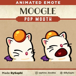 FFXIV Moogle Pop Mouth Animated Emote | Discord, Twitch, etc.