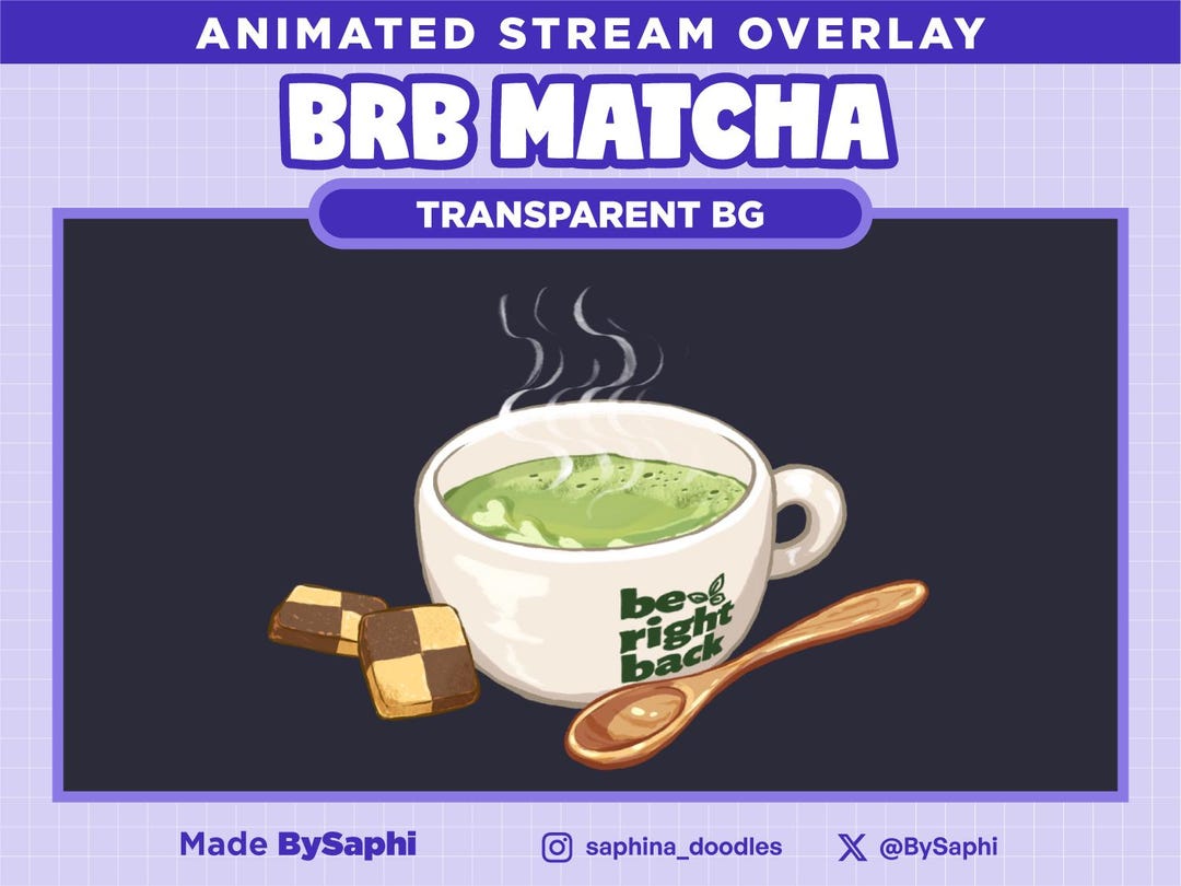 Matcha Overlay Rivals BRB Matcha Animated Twitch Stream Overlay, Be Right Back Screen ...