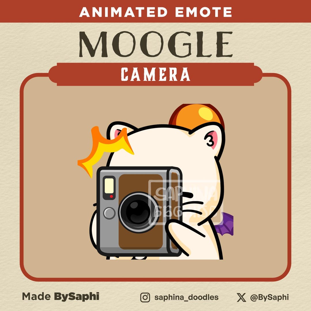 Camera Emote Final Fantasy Moogle Camera Animated Emote | Twitch, Discord, Etc. - Etsy