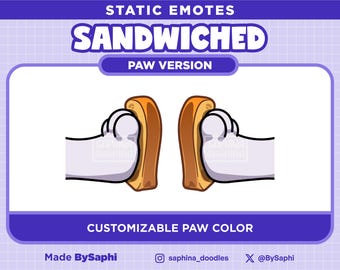 Eingeklemmt Static Emotes Pfoten Version | 2 Emotes | Anpassbare Pfotenfarbe |  Twitch, Discord