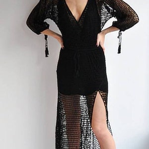 Crochet Fishnet Double Breasted Slit Maxi Dress Wedding Beach - Etsy