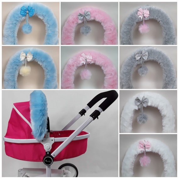 Dolls Pram Fur Trim Hood. Fur 