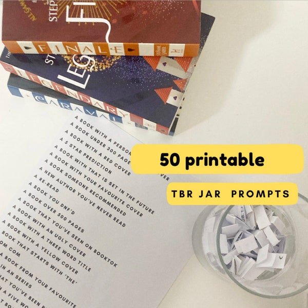 50 Printable TBR prompts - TBR Jar - printable bookish gift - for Readers