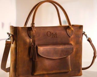 Womens shopper bag, leather tote bag, womens laptop bag, womens shoulder bag, womens shopping bag, personalized womens tote gift for her