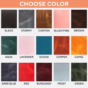 May include: A color chart with the text "CHOOSE COLOR" at the top. The chart displays 15 color swatches, including black, gray, brown, pink, blue, red, and green, each labeled with its respective color name.