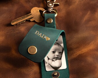 1st Fathers Day Gift, Personalized Baby Photo Keychain, First Fathers Day Keepsake, Gift for New Dad