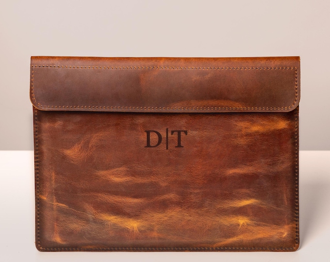 Leather macbook sleeve case, personalized bag for laptop, leather laptop bag, handmade bag for laptop, women laptop purse
