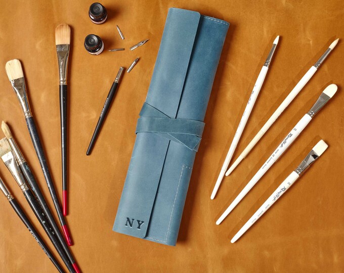 Large Medieval Leather Paintbrush Case Etsy