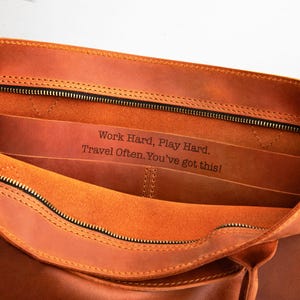 Travel tote bag for women, Leather travel bag gift for women, Personalized birthday gift, Everyday handbag for women, Leather tote bag image 15