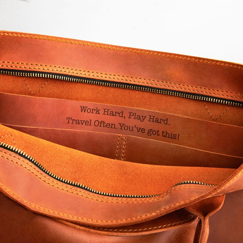 Travel tote bag for women, Leather travel bag gift for women, Personalized birthday gift, Everyday handbag for women, Leather tote bag image 15
