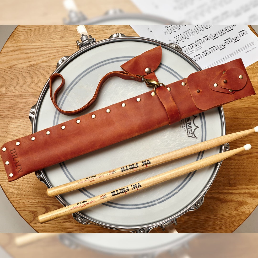 Custom Drumstick Pouch, Personalized Drumstick Bag, Drummer Leather Bag