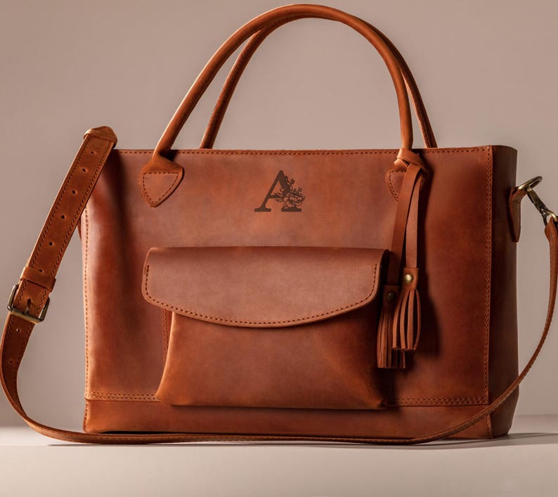 Travel tote bag for women, Leather travel bag gift for women, Personalized birthday gift, Everyday handbag for women, Leather tote bag image 19