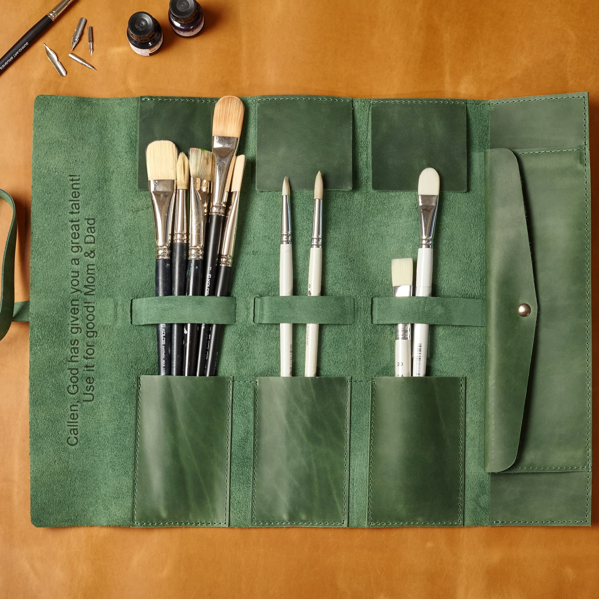 canvas paintbrush holder/organizer