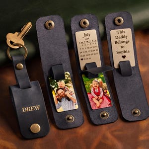 Leather Photo Keychain, Personalized Valentine's Day Gift for Him, Picture Keychain, Anniversary Gift for Men