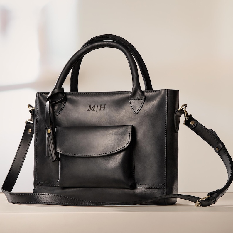 Travel tote bag for women, Leather travel bag gift for women, Personalized birthday gift, Everyday handbag for women, Leather tote bag image 8
