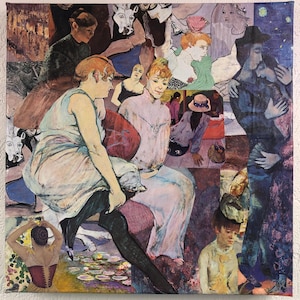 Vierkante collageschilderijen op gespannen doek 1902