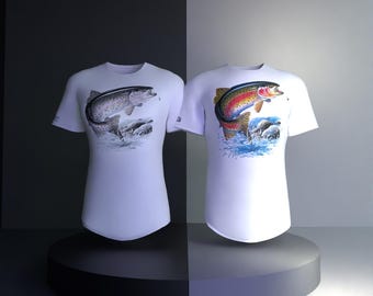 WAVY Colour Change, Rainbow Trout Fish T-shirt, Unisex, Powered by The Sun Apparel, Custom, Awesome Gift Idea, Colour Changing, Solar, UV