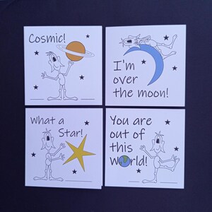 Cartes de remerciement vierges extraterrestres mignonnes/amusantes