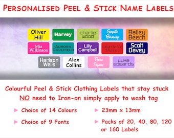 Personalised Stick on Clothing Name labels, Sticker Uniform Labels, Care Home, Daycare PS1