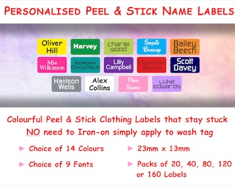 Personalised Stick on Clothing Name labels, Sticker Uniform Labels, Care Home, Daycare PS1