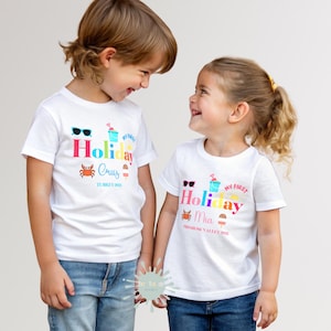 Boys and Girls Personalised First Holiday T-shirt, Family Vacation Shirt, Custom Airport Outfit, First Holiday Keepsake, First Flyer Shirt