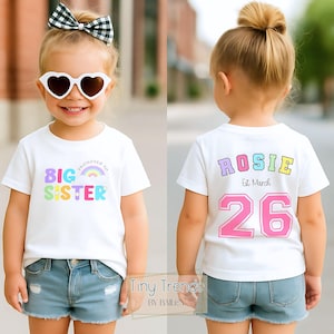 Personalised Promoted to Big Sister T-Shirt for Girls, Cute Pregnancy Announcement Tee, Perfect Baby Shower Gift for Big Sister, Gift Ideas